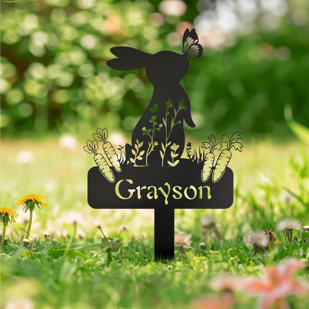Custom Bunny Stake Sign,personalized Rabbit Garden Decor,year of Rabbit ...