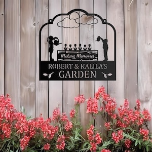 Custom Family Garden Sign, Personalized Gift for Grandparents Garden, Gardener Gift, Garden Name Sign, Outdoor Yard Sign, Mothers Day Gift