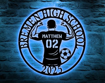 Anpassad fotbollsskylt i metall, present till fotbollsspelare, fotbollsnamnskylt i metall, present till gymnasieelev, anpassad fotbollspresent till senior, fotbollsälskare