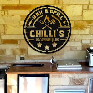 Custom Metal Barbecue Wall Sign, Personalized Grill Sign, Barbecue Sign for Outdoor, Large BBQ Sign, Custom Gift, Barbecue Wall Art Decor