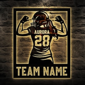 Customizable Football Girl Sign, American Football Player Gift, Football Name Sign, Football Senior Gift, US Football Girl Gifts