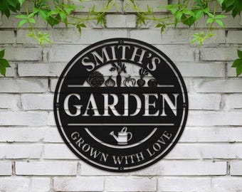 Custom Metal Garden Sign, Metal Hanging Garden Sign, Personalized Metal Gardening Gift, Outdoor Decor, Mothers Day Gift, Gardening Gift