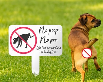 Houd honden van het gazon, grappig geen kak en geen plas hondenwerfbord, metalen paal met waarschuwing voor hondenplas, tuinpaal, bord met afschrikmiddel voor buiten