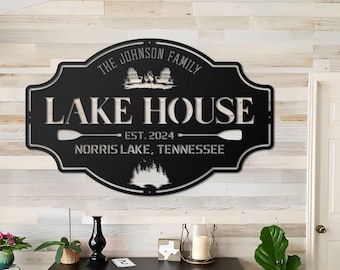 Lake House Sign,Personalized Custom Metal Sign,Lake House Gift,Lakehouse Decor,Custom Family Name Sign,Outdoor Metal Sign,Outdoor Metal Sign