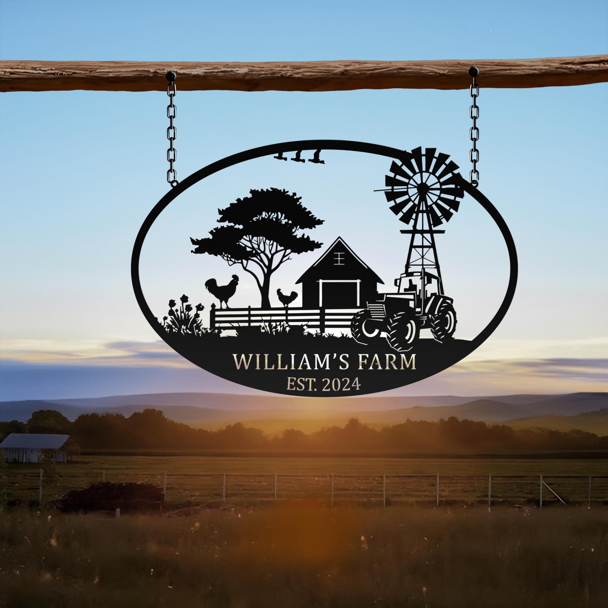 Personalized Farmhouse Sign, Metal Farm Sign, Custom Metal Farm Name ...