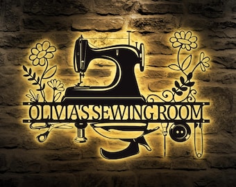 Custom Metal Sewing Room Sign, Quilting Sign Metal Wall Art, Sewing Room Decor, Gifts for Mom Grandma, Sewing Machine Sign, Craft Room