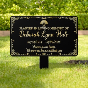 Personalized Memorial Tree Plaque with Stake, Sturdy Metal Garden Marker, Tree Sign, Remembrance Plaque-Multiple Colors, Tree Plaque Marker