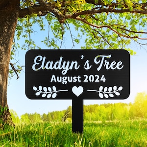 Personalized Memorial Tree Sign With Stake,Custom Tree Metal Garden Marker,Tree Garden Sign,Tree Plaque Marker,Metal Name Plate,Tree Decor