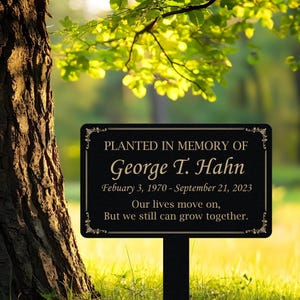 Personalized Memorial Tree Plaque with Stake, Sturdy Metal Garden Marker, Tree Sign, Remembrance Plaque-Multiple Colors, Tree Plaque Marker