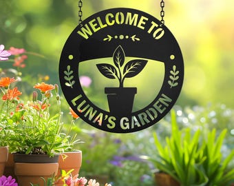 Custom Metal Garden Sign, Metal Hanging Garden Sign, Personalized Metal Gardening Gift, Outdoor Decor, Mothers Day Gift, Gardening Gift