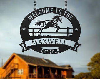 Personalized Horse Ranch Plaque, Custom Stable Wall Piece, Equestrian Name Barn Accent