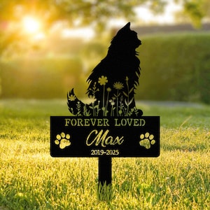 Benutzerdefinierte Katze Gedenkpfahl, Katzengravur, Katzenrasse Metallschild, Haustier-Gedenkgeschenk, Katzengedenktafel, Haustierverlustgeschenk, Erinnerungspfahl
