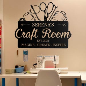 Personalized Craft Room Metal Sign, Sewing Room Sign, Craft Sign Decor, Wall Art for Craft Room, Metal Office Sign, Home Decor, Gift For Mom