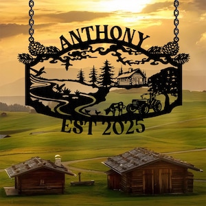 Aangepaste boerderij metalen ingang bord, metalen naambord boerderij, Vaderdagcadeau, handgemaakt, cadeau voor familie, cadeau voor boer, cadeau voor papa