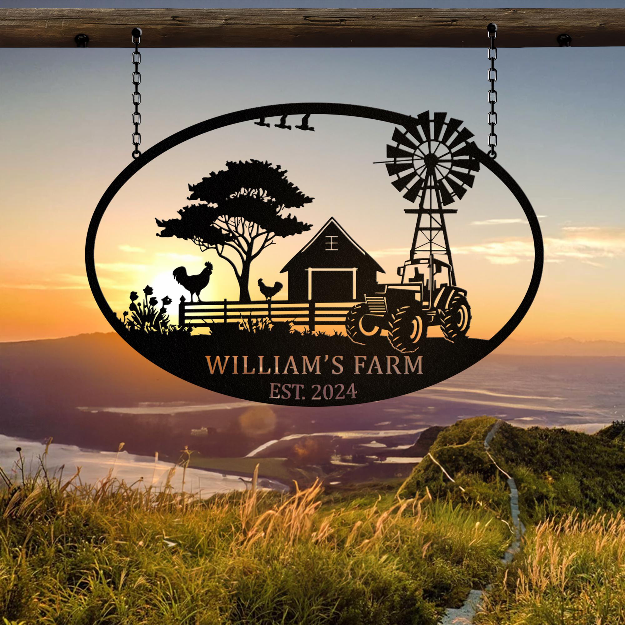 Personalized Farmhouse Sign, Metal Farm Sign, Custom Metal Farm Name ...