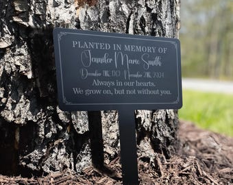 Personalized Memorial Tree Plaque with Stake, Sturdy Metal Garden Marker, Tree Sign, Remembrance Plaque-Multiple Colors, Tree Plaque Marker