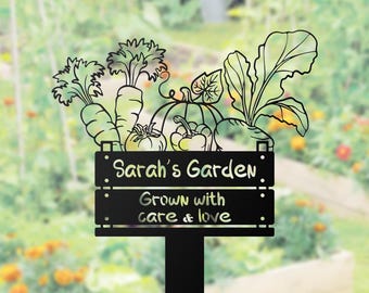 Garten Metall Schild mit Pfählen, Rundes Schild für Gartendekoration, Gärtner Geschenk, Einzigartiges Geschenk für Vatertag, Gartenschild, Geschenk für Mama