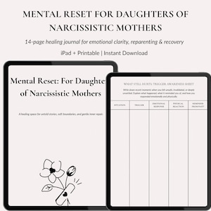 Mental Reset Journal for Daughters of Narcissistic Mothers, Inner Child Healing Workbook PDF, Emotional Recovery from Gaslighting and Trauma