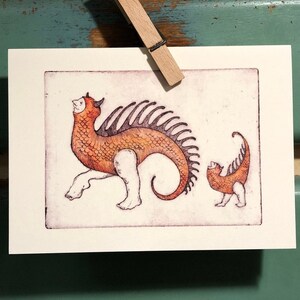 Carta 5" x 7" con busta, Titolo: "Dainty Dragons"