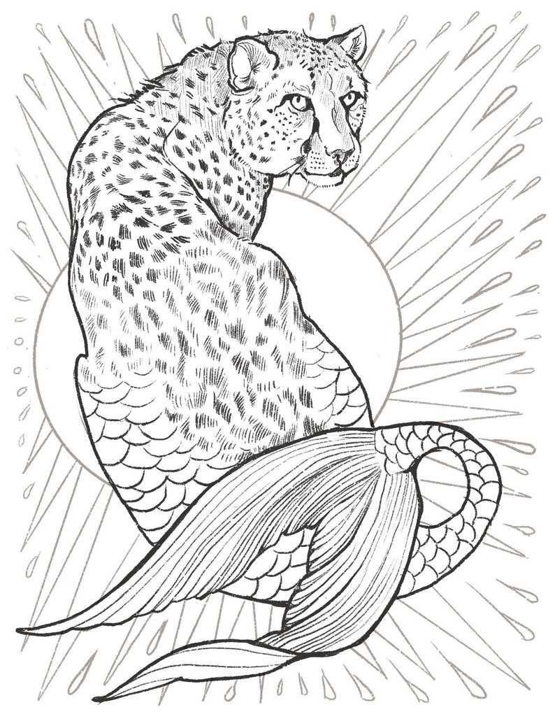 Download Mer-Cat Coloring Pages | Etsy