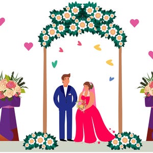 Custom Wedding Illustration | Personalized Couple Portrait | Digital Wedding Gift