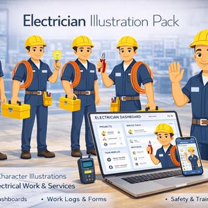 Elektriker illustrationspaket
