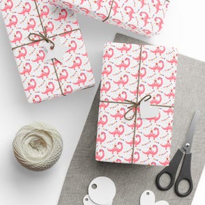 Pink Dinosaur Wrapping Paper, Dinosaur Gift Wrap, Fun Gift Wrap for Kids, Pink Dinosaur, Perfect For Holidays, Birthdays