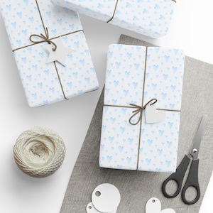 Heart-Themed Wrapping Paper | Gift Wrap For Valentine&#39;s Day, Weddings, Baby Showers, Gender Reveals, Boy, Blue Hearts, Blue Heart Gift Wrap