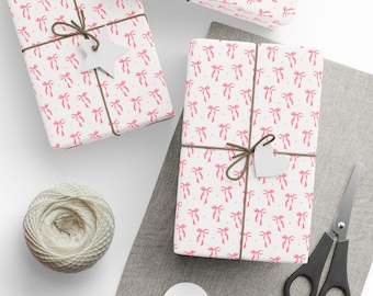 Papel de regalo con lazo rosa, papel de regalo coqueto, papel de regalo bonito, papel de regalo para despedida de soltera, papel de regalo para el Día de San Valentín, papel de regalo estético