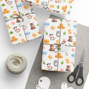Farm Animal Wrapping Paper, Animal Themed Gift Wrap, Cute Gift Wrap for Birthdays, Baby Showers, Holidays, Kids Gift Wrap, Eco-Friendly