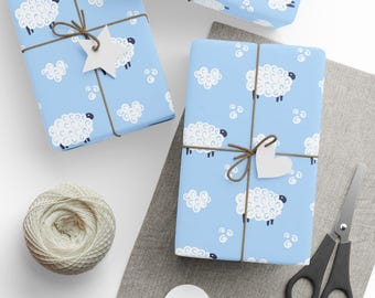 Papel de regalo de oveja, papel de regalo para bebé niño, papel de regalo para baby shower, papel de regalo de animales, papel de regalo bonito