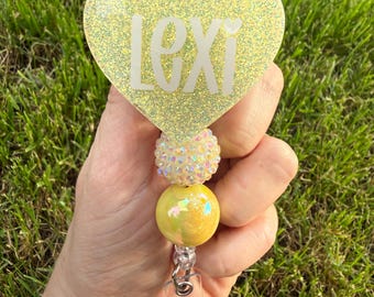 Portatarjetas de identificación personalizado / Portatarjetas con purpurina personalizado / Regalo para enfermeras, asistentes médicos / Bonito accesorio de trabajo brillante