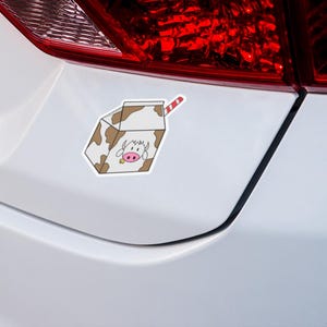 Niedliche Kuh Schokolade Milchkarton Kiss-Cut Aufkleber, entzückende Laptop Aufkleber, Bauernhaus Thema, perfekt für Kinder und Erwachsene, Tierliebhaber Geschenke