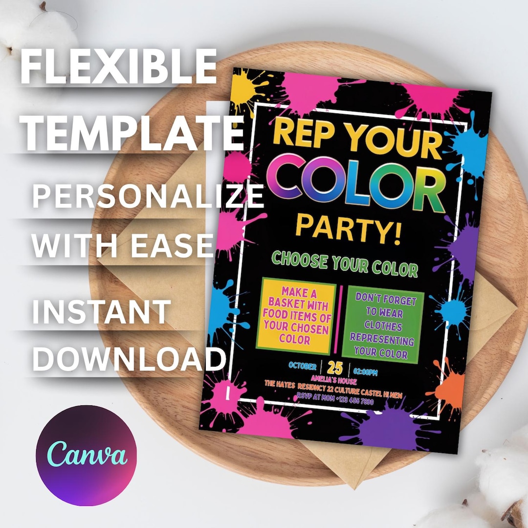 Color Party Invite, Customizable Adult Color-themed Birthday Invitation ...