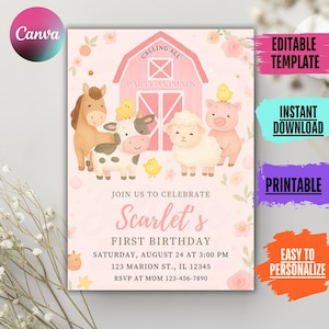 Invitation modifiable numérique appelant tous les fêtards | Fête des animaux Célébration Anniversaire d&#39;enfants | Invitation d&#39;anniversaire modifiable à tout âge à télécharger