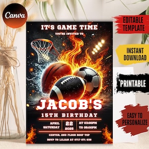 Sport Birthday Printable Invitation Sport Invitation Sport Birthday Party Sport Theme flyer all star Sport ALL STAR SPORTS Invitation
