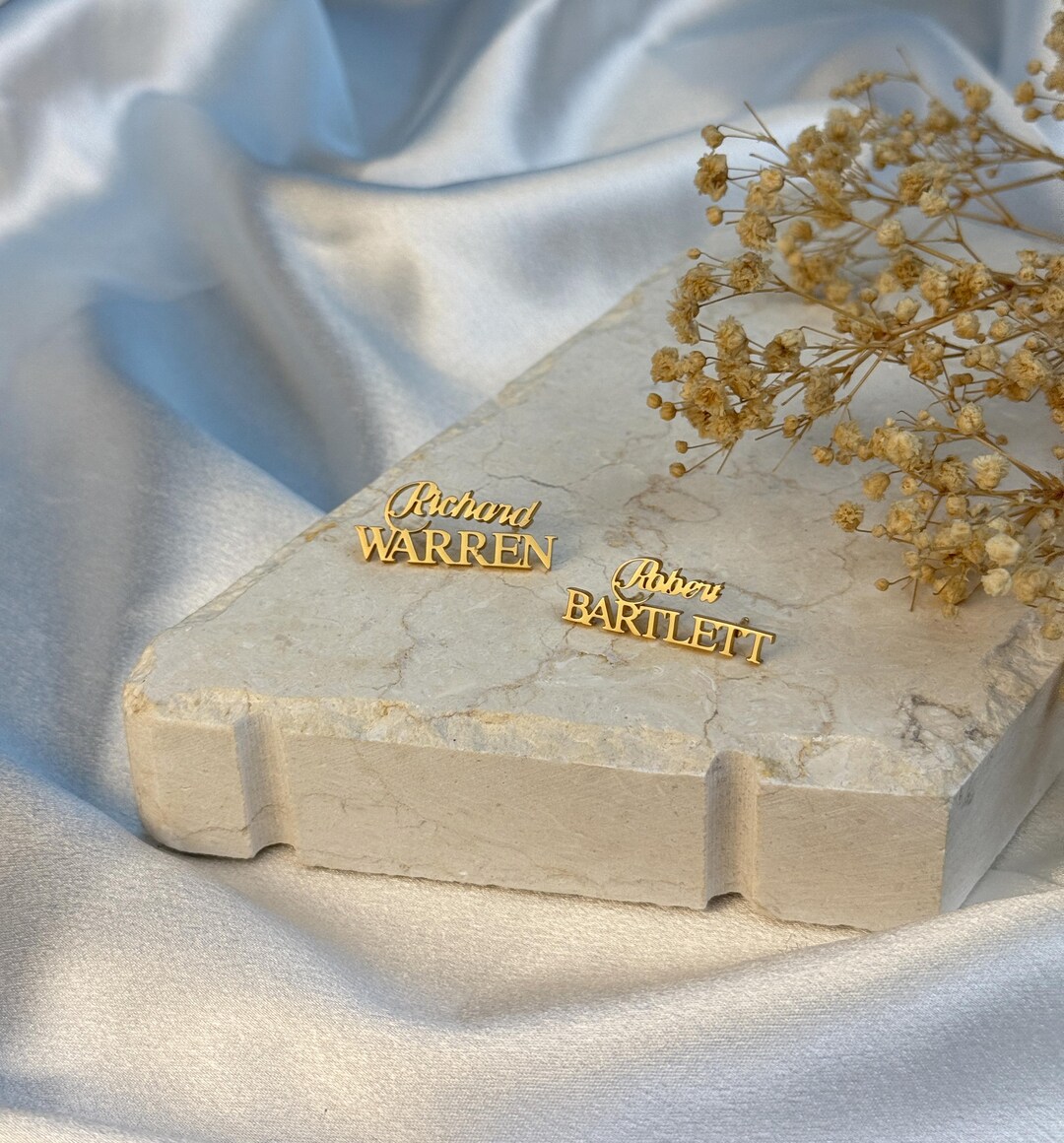 Custom Name Brooch Pin –two Lines of Text Brooch, Monogram Dress Brooch ...