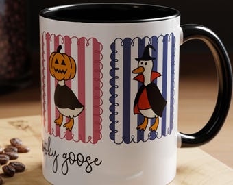 Spooky Goose Halloween Accent Coffee Mug, Funny Halloween Mug, Pink Cute Hallowen Mug, Goose Lovers Gift, Funny Mug, Spooky Gift for Her
