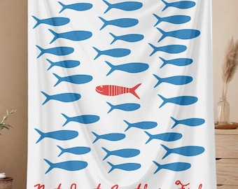 Manta de sardinas, no solo otro pez, divertida decoración marina, manta de felpa para amantes de los mariscos, manta suave con decoración costera, manta acogedora con peces