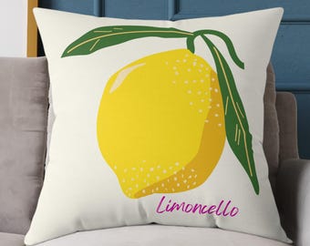 Limoncello Lemon Decor Pillow, Bright Yellow Lemon Throw Pillow for Summer Vibes, Outdoor Patio Decor, Gift for Lemon Lovers, Kitchen Accent