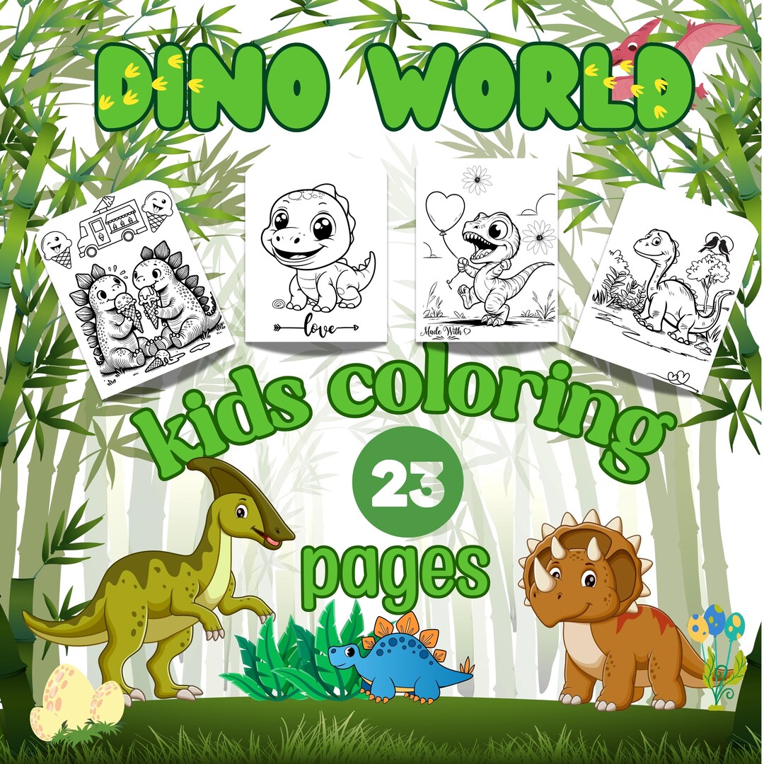 Dinosaur Coloring Pages: 23 Printable Dino Art Sheets (digital Download ...