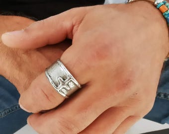 Men Vintage Pewter Men\'s Cross Band Ring Size 10 main image 0