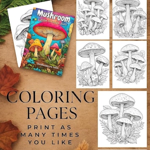 Mushroom Coloring Book for Adults, Whimsical Mushroom Pages, Fungi Coloring Sheets, Forest Coloring Pages, Printable Coloring Book