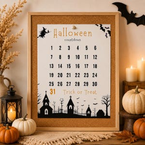 Halloween Countdown Printable Calendar Trick Or Treat Wall Decor