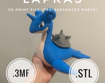Lapras 3D Printable 3mf + STL Files (Pre-Separated Parts, No AMS needed)