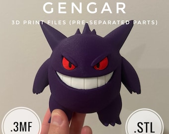 Gengar 3D Printable 3mf + STL Files (Pre-Separated Parts, No AMS needed)