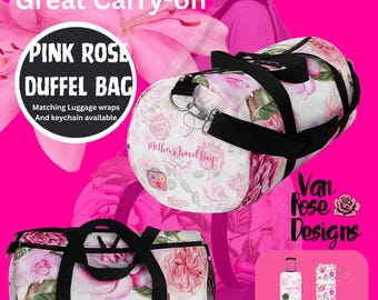 Pink Rose Floral Duffel Bag | Watercolor Garden Travel Bag