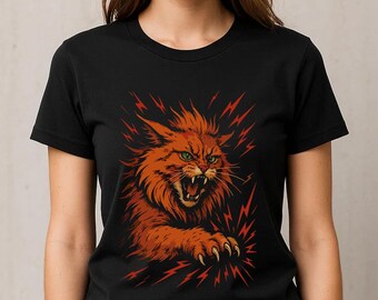 Angry Cat Graphic Tee, for Black Shirts Only, cat lover, pets, kitten, kitty,
