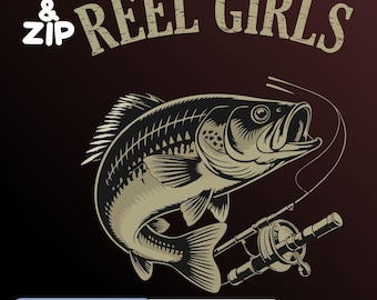 Reel Girls Fish PNG: Sublimation Design (Digital Download)