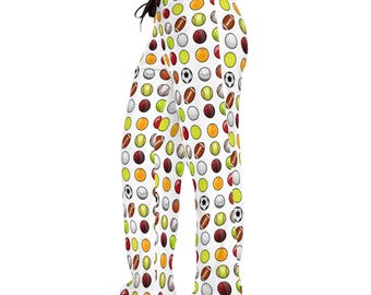Sports Ball Women's Pajama Pants, Basketball Lounge Bottoms, Softball Sleepwear, Soccer PJ Trousers
